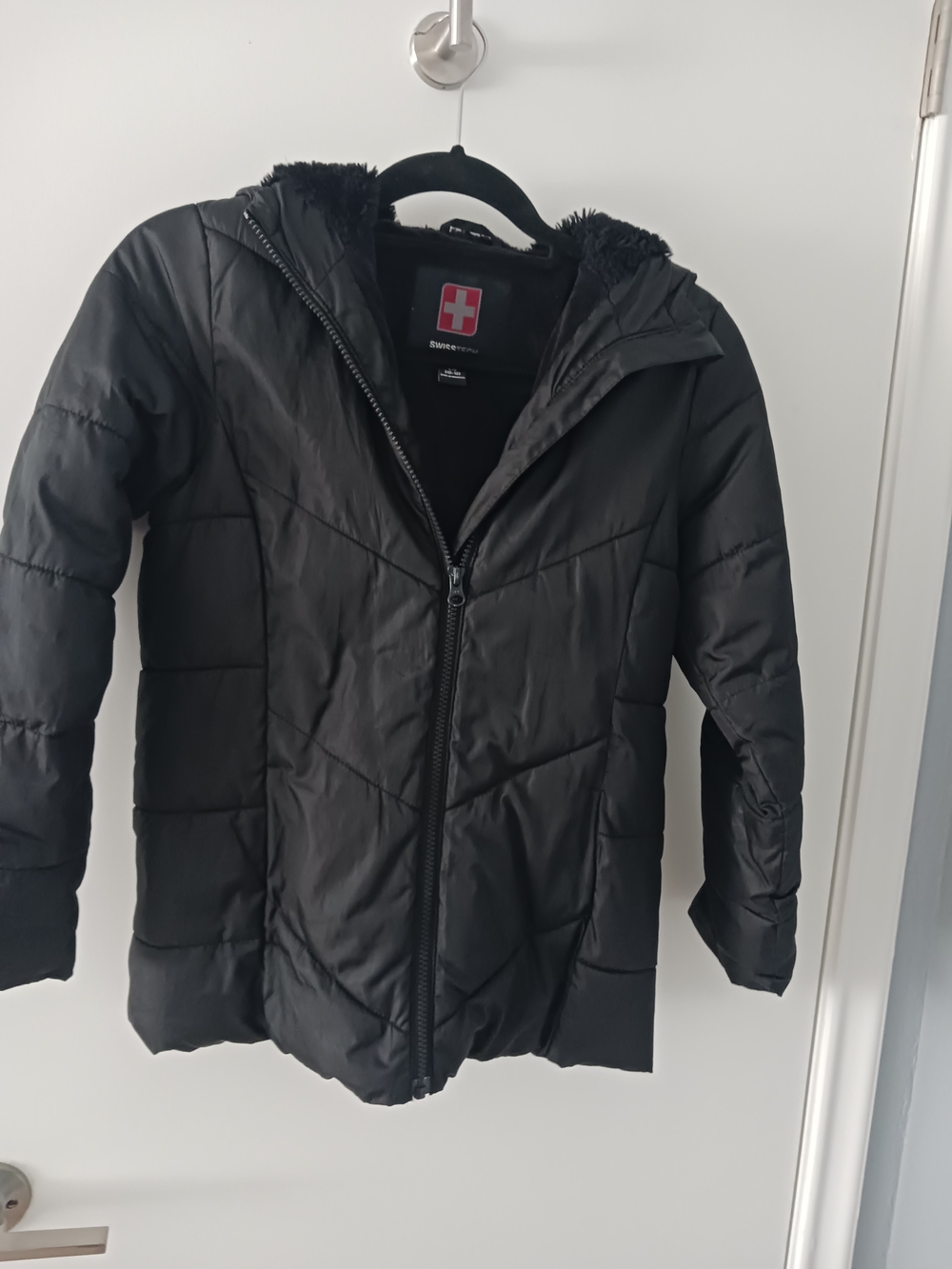 Swiss Tech Black Kids Puffer Jacket with Hood
